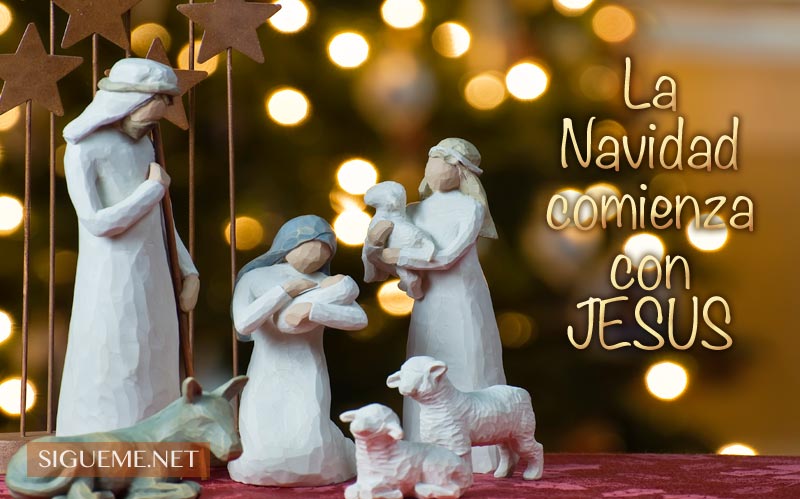 Imagen de Navidad con la frase La Navidad Comienza con Jesús