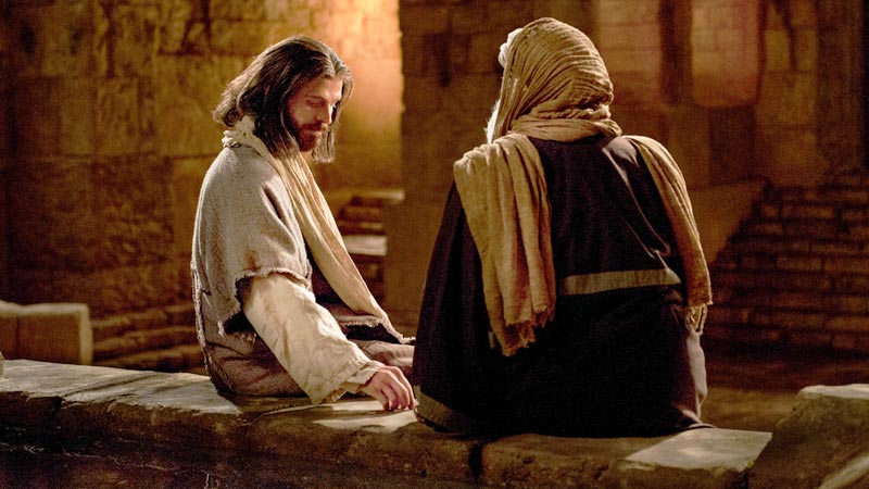 jesus hablando con Nicodemo en la noche
