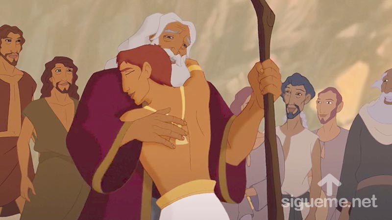Jose se abraza con su padre Jacob en su reencuentro en Egipto