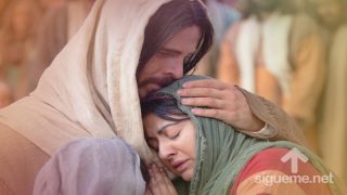 Jesus llora junto a Marta y a Maria hermanas de Lazaro