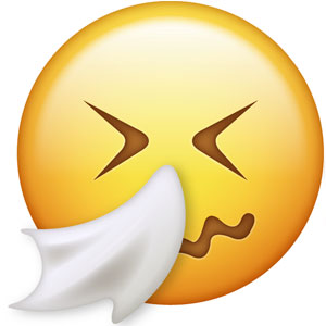 Emojis enfermo, con pañuelo, resfriado